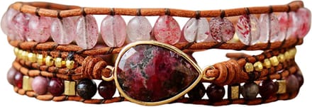 Marama - wikkelarmband Red Rhodonite - edelsteen Rhodoniet - damesarmband