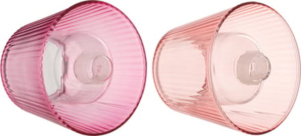 J-Line theelichthouder Hoed - glas - roze - 2 stuks