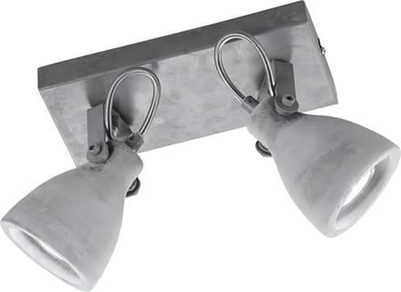 LED Plafondspot - Torna Conry - GU10 Fitting - 2-lichts - Rechthoek - Mat Grijs Beton Look - Aluminium