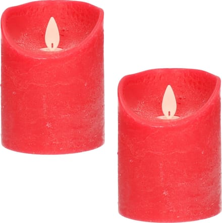 Anna's Collection Stompkaars - 2x - LED - rood - H10 cm - bewegende vlam - kaars