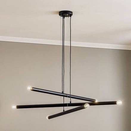 ALDEX Hanglamp Tubo, zwart, 6-lamps