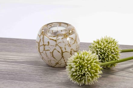 Mini Urn Wit met bladgoud Theelichtje Luxe urn van Glas
