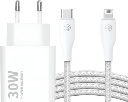 30w Snellader geschikt voor iPhone - Lightning naar usb-C - Oplaadkabel geschikt voor iPhone 14/13/12/11/X - 3 Meter