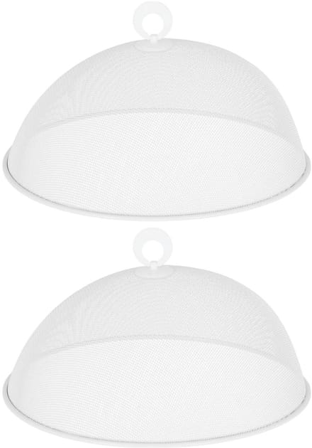 Cepewa Vliegenkap / voedselkap - 2x - wit - D30 x H12 cm - metaal - voedsel afdekken