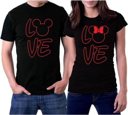 Set van 2 Bijpassende T-Shirts voor Koppels Valentijnsdag Cadeau