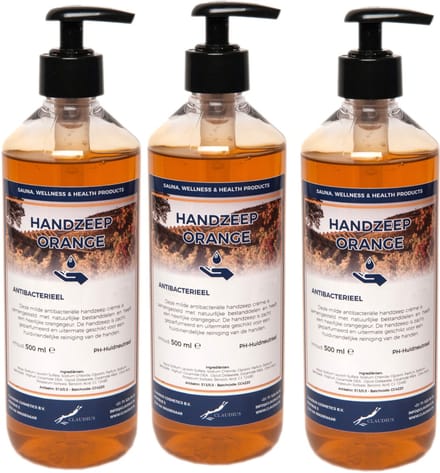 Handzeep Orange 500 ml - set van 3 stuks - met gratis pompje