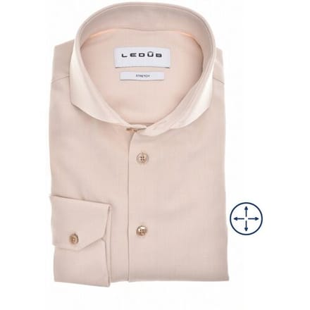 Ledûb Overhemd Solid Color Four Way Stretch Zand / male
