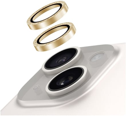 AVY Camera Lens Protector Rings | Geschikt voor Apple iPhone 14 / 14 Plus | Camera Lens Protector Glas | Schokbestendig | Krasbestendig | met Applicator | Glitter Goud