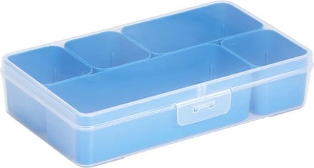 MIXED ASSORTIMENTSDOOS - INCL. 5 UITNEEMBARE BAKJES - TRANSPARANT/BLAUW