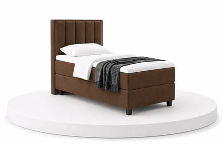 Boxspring SoloLux - 90x200 Compleet - Eenpersoons bed - Bruin - BalBedden