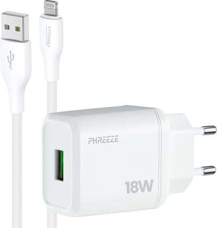 Phreeze usb lader geschikt voor iPhone en iPad met Lightning kabel - 5 V 3 A usb adapter
