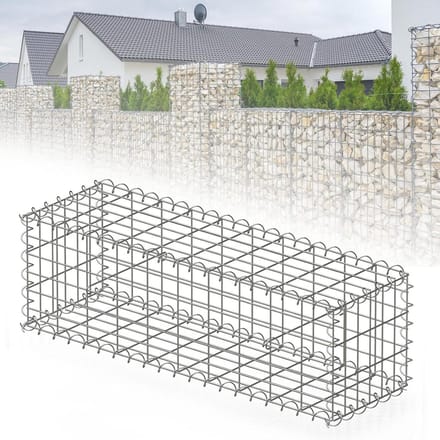 Stenen mand - Draadmand - Tuin afscheiding - Gegalvaniseerd staal - 100 x 30 x 30 cm - Zilver