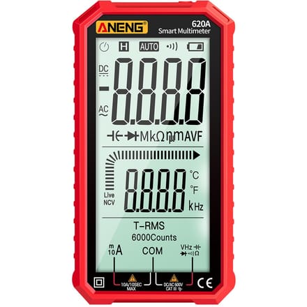 ANENG 4,7-inch LCD-scherm AC/DC digitale multimeter Ultradraagbare True-RMS-multimeter Automatische bereikinstelling rood