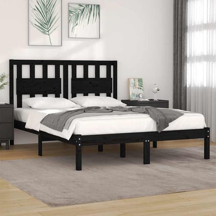 vidaXL - Bedframe - massief - grenenhout - zwart - 200x200 - cm