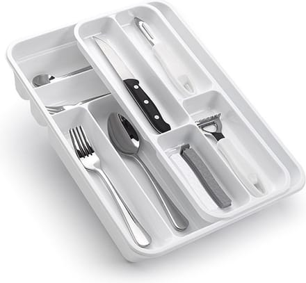 PlasticForte Bestekbak - wit - 10-vaks - 2 lagen - besteklade - organizer