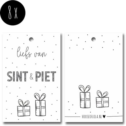 8x Sinterklaas Label / Kaartje van karton / Cadeaulabels / Labels | LIEFS VAN SINT & PIET