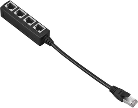 Ethernet Splitter - LAN Adapter - Internet Delen - Passieve Hub - 20 cm - Zwart