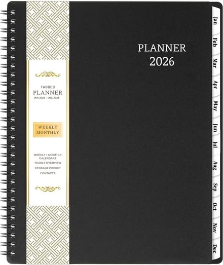 Agenda Planner - Week Overzicht - Jaar Plannen - Maand Tabs - A4 Formaat - Zwart