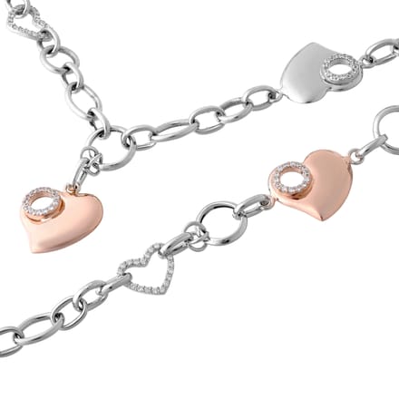 Orphelia Dames 925 Zilver Set: Ketting + Armband - Zilver/Roze SET-049