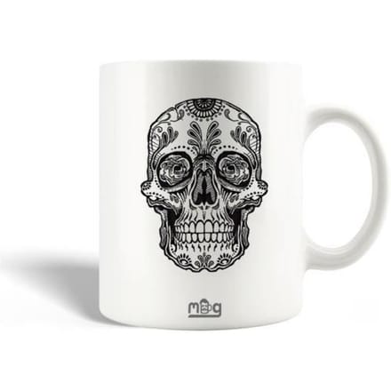 Mug en Céramique - Calavera - Tête de Mort - 30cl - Compatible Lave-Vaisselle - Blanc