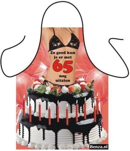 Benza Schort 65 Jaar - Sexy/Leuke/Grappige/Mooie Keukenschort - Vrouw