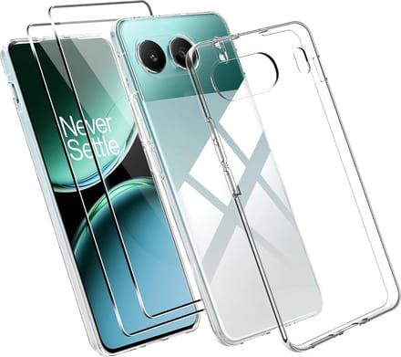 Exobox Geschikt voor Oneplus Nord 4 - Back Cover Hoesje - 2 Screenprotector - Transparant