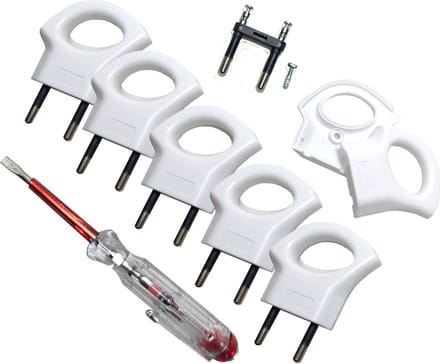 5X Platte Stekker P easy grip wit + gratis schroevendraaier