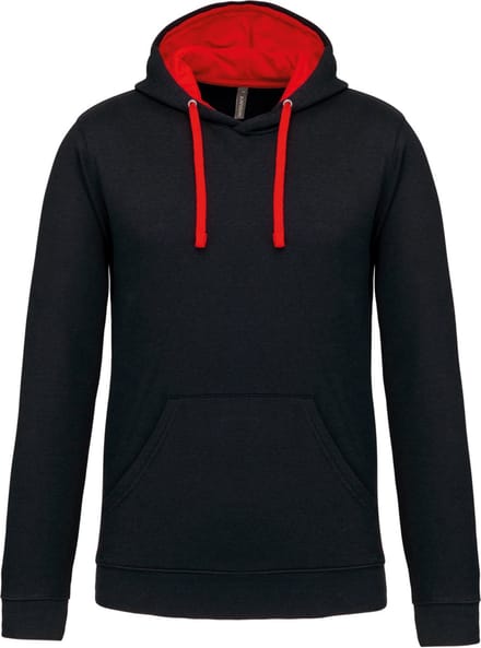 Kariban Hooded sweater met contrasterde capuchon K446 - BLACK / RED - M