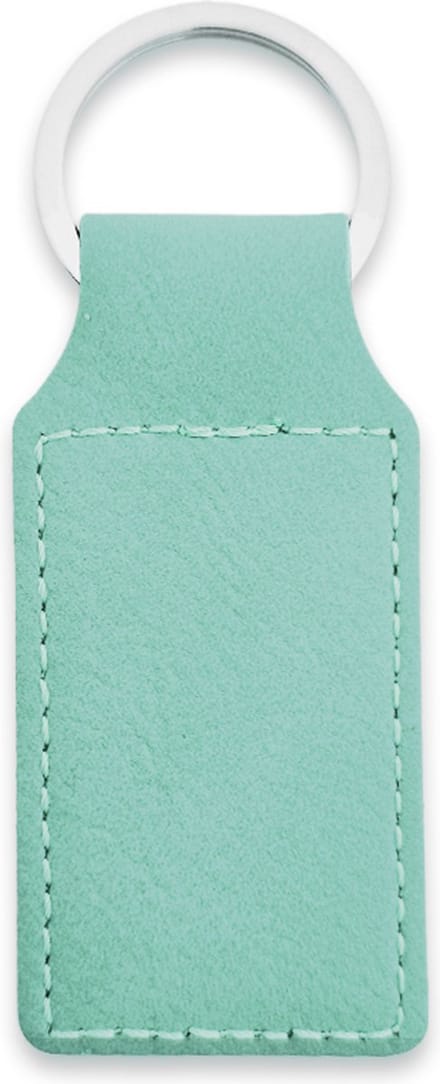 CombiCraft Blanco leren sleutelhanger rechthoek 33x70mm turquoise - 5 stuks