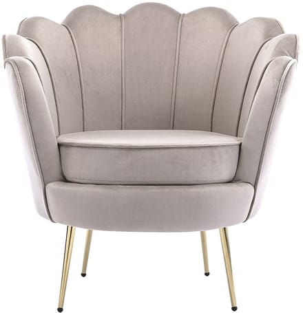 Vente-unique Schelpvormige fauteuil van taupegrijs velours DANDELION - van Pascal Morabito