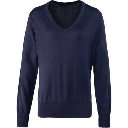 Premier Dames/Dames Gebreid Katoen Acryl V Hals Sweatshirt (Marine)