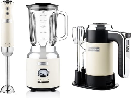Westinghouse Retro 3-delige Set – Handmixer + Staafmixer + Blender 1,5L – Beige