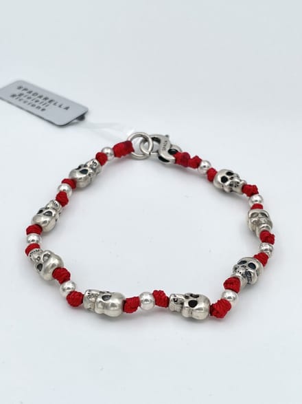 Spadarella Gioielli - SPBR61- Armband - 925 Zilver - 9mm - Skull - Red 504 - 19 Cm