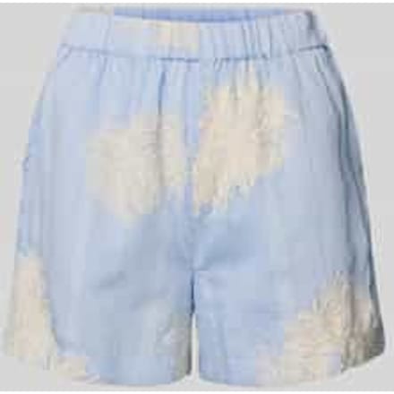 straight fit short met florale sierapplicaties model 'Kana'