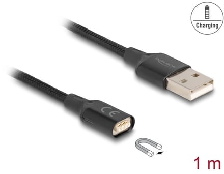 Delock Magnetic USB Charging Cable black 1 m