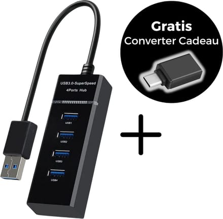 USB Hub 3.0 & USB C HUB met 4 Poorten - USB C Splitter - Docking Station Geschikt voor Macbook Pro / Air / Windows / Universeel