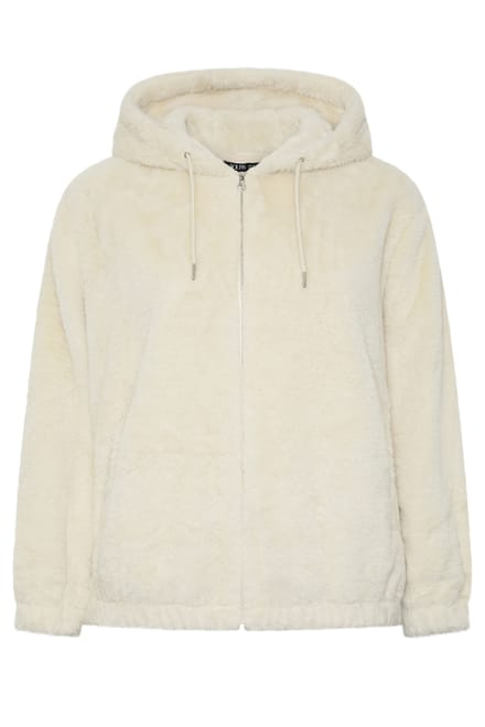 Yours Ivoorwitte Jas Van Imitatiebont Met Ritssluiting Size 42