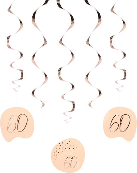 Folat - Hangdecoratie Elegant Lush Blush 60 Jaar - 5 stuks