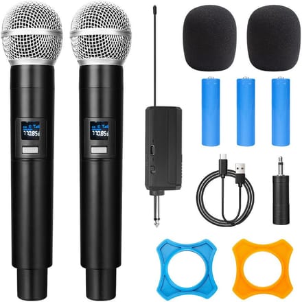 Professionele draadloze dual-handheld dynamische microfoon-karaoke met oplaadbare ontvanger voor podiumoptredens
