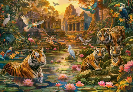 Castorland puzzel Tigers Paradise - 1000 stukjes legpuzzel.