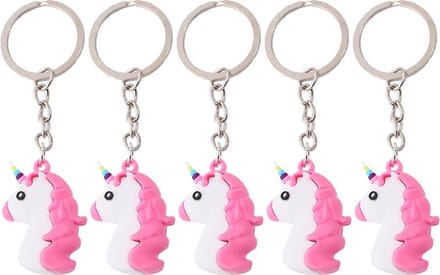 5x Roze Unicorn Emoji Sleutelhanger