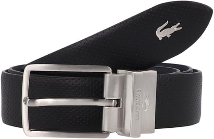 LACOSTE Leren riem Elegance Punch Plain Leather Belt W100 Noir Marine zwart donkerblauw