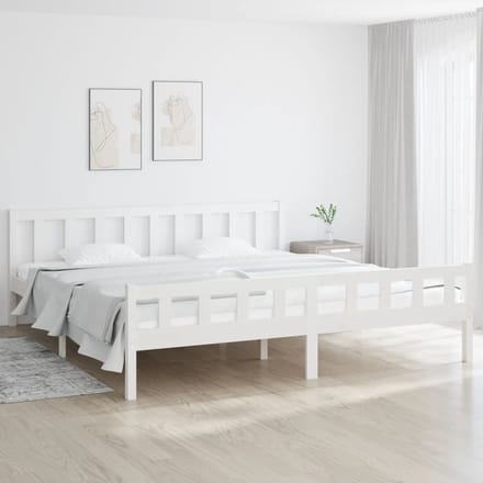 vidaXL - Bedframe - massief - hout - wit - 160x200 - cm