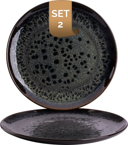Palmer - Bord - Eccentric - 28 cm - Blauw - Stoneware - Bordenset - 2 stuks
