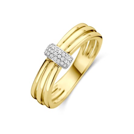 14K bicolor gouden ring diamant 0.08ct h si - 4209106