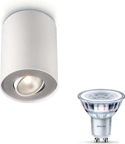 Philips Pillar Opbouwspot (Wit) - Warmwit Licht - Plafondspot met 1 Lichtpunt - GU10 - Niet Dimbaar