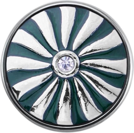 Quiges - Dames Click Button Drukknoop 18mm Bloem Groen - EBCM289