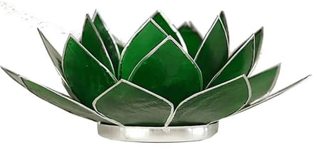 Lotus sfeerlicht groen - 4e chakra - zilverrand - 13.5 cm