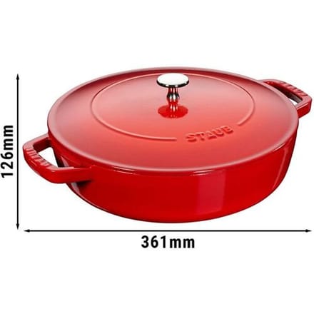 STAUB BRAISERS - Sauteerpan met Chistera Drop Structure - 280mm - Gietijzer - Kersenrood