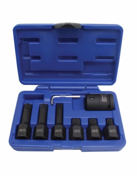 kracht spline doppen 8 delige - veeltanddop bitten set - 12 tand bit - asta